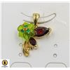 Image 1 : #255-GREEN QUARTZ & RED GARNET PENDANT