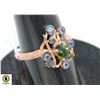 #128-UNHEATED CHROME DIOPSIDE & SAPPHIRE RING