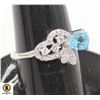 Image 1 : #140-SWISS BLUE TOPAZ & CZ RING SIZE 6.25