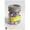 Image 1 : ANTIQUE MARBLES IN SEALER JAR- 100+