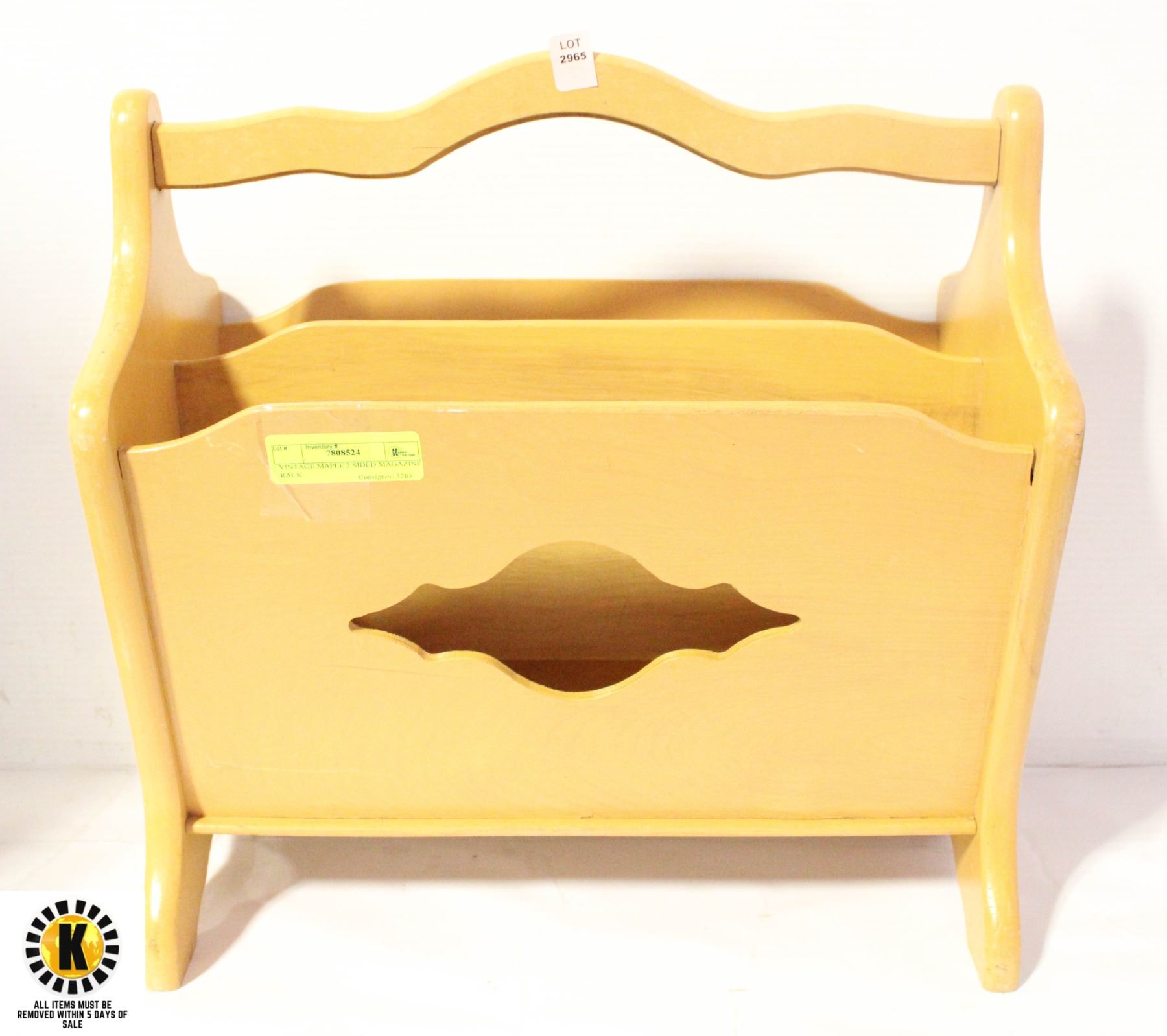 VINTAGE MAPLE 2 SIDED MAGAZINE RACK