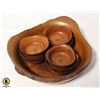 LOT WOODEN NUT DISH W/6 INDIVIDUAL CUPS FOR GUESTS