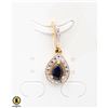 Image 1 : #8-BLUE SAPPHIRE & CZ PENDANT