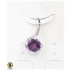 Image 1 : #4-PURPLE AMETHYST& CZ GEMSTONE PENDANT