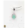 Image 1 : #116-UNHEATED GREEN EMERALD & CZ PENDANT