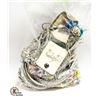 BAG OF SILVER TONE COSTUME JEWELRY