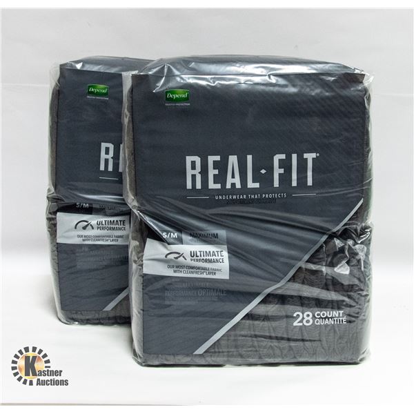 NEW TWO SLEEVES OF 28 DEPEND REALFIT MAXIMUM