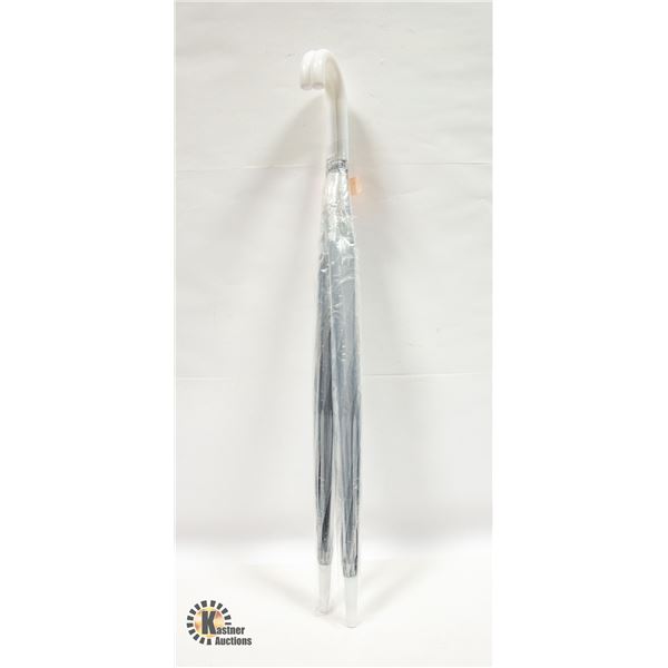 PAIR OF NEW 46  CLEAR UMBRELLAS