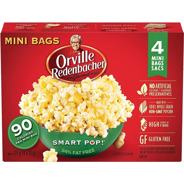 NEW CASE OF 12 ORVILLE SMART POP BUTTERY POPCORN