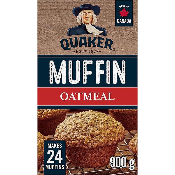 NEW CASE OF 12 QUAKER OATMEAL MUFFIN MIX - 900G