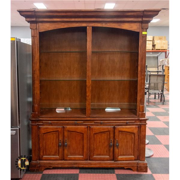 CHERRYWOOD CREDENZA WITH GLASS SHELF INSERTS + 2