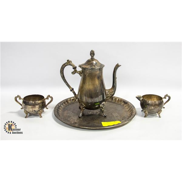 VINTAGE PLATED SILVER 4 PC TEA SET