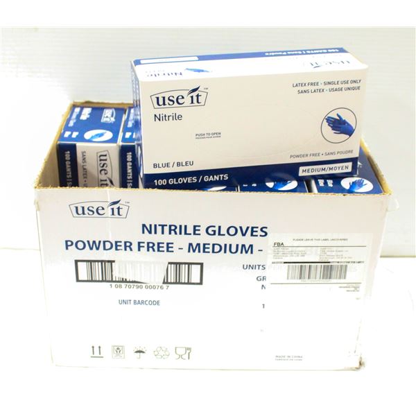 CASE OF 9 NITRILE POWDER FREE SIZE MEDIUM GLOVES