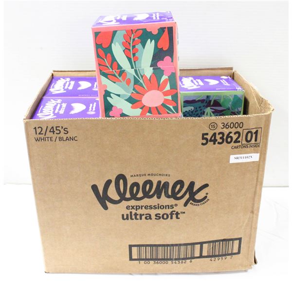 CASE OF 12 KLEENEX BRAND FACIAL TISSUES