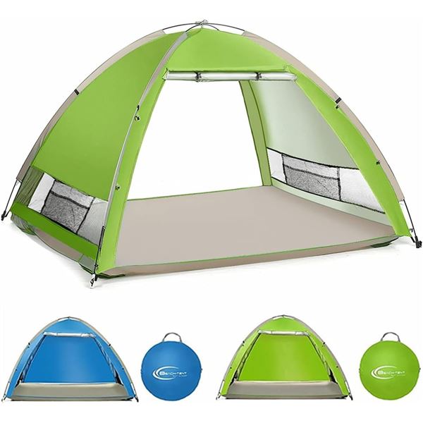 NEW SGODDE POP UP GREEN BEACH TENT WITH PEGS