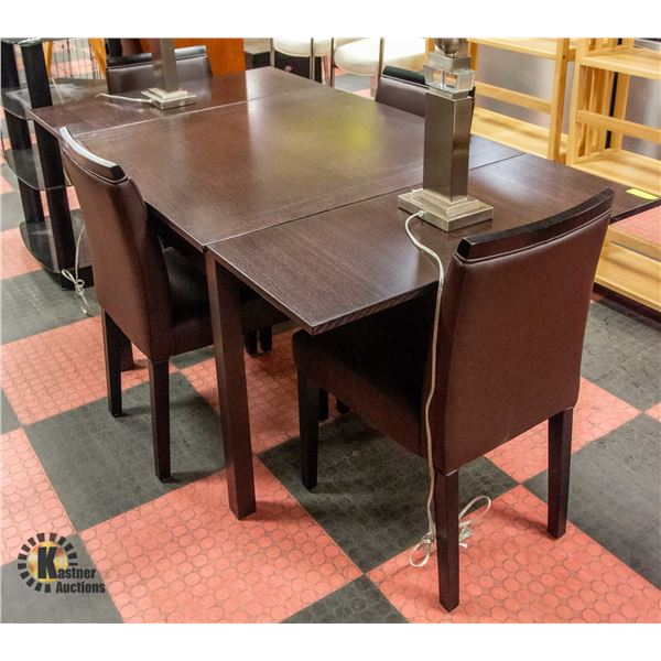 WOOD DINNETTE WITH 4 CHAIRS 65  X 35  X 30 