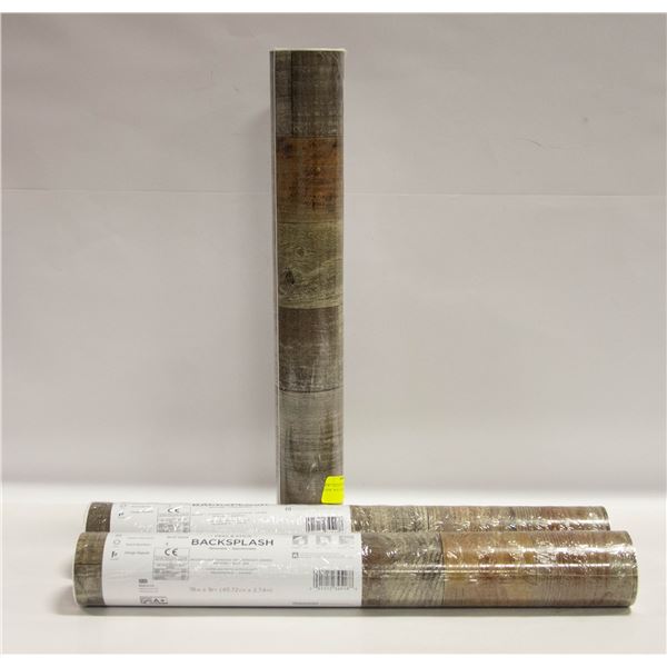 NEW 3 ROLLS OF WOOD PANEL STYLE PEEL & STICK BACK-