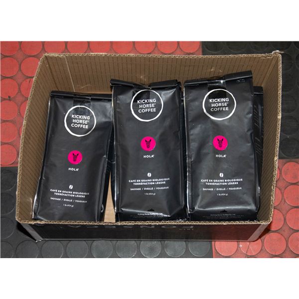 (5) 1LB BAGS OF HOLA KICKING HORSE COFFEE  LIGHT