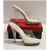 PLEASER WOMENS SIZE 8 CLEAR HEELS