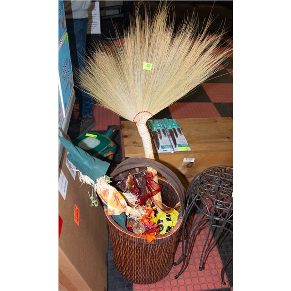 LARGE FALL THEMED BASKET WITH CANDLES AND OTHER