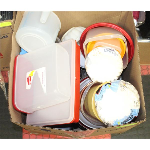 LARGE BOX OF MISC INCLUDES KITCHENWARE