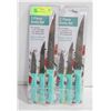 Image 1 : 2 NEW SEALED 3PKS TEAL KNIFE SET STAINLESS STEEL