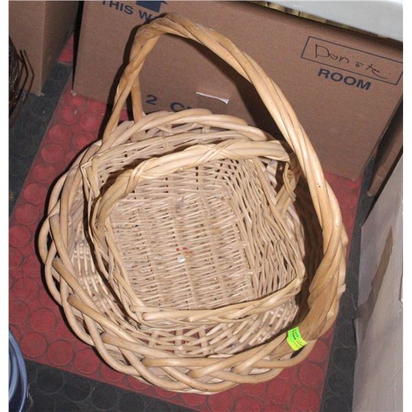 PAIR OF WICKER BASKETS