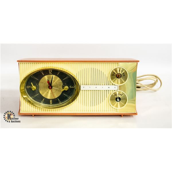 VINTAGE VIKING CLOCK & RADIO SALMON COLOR