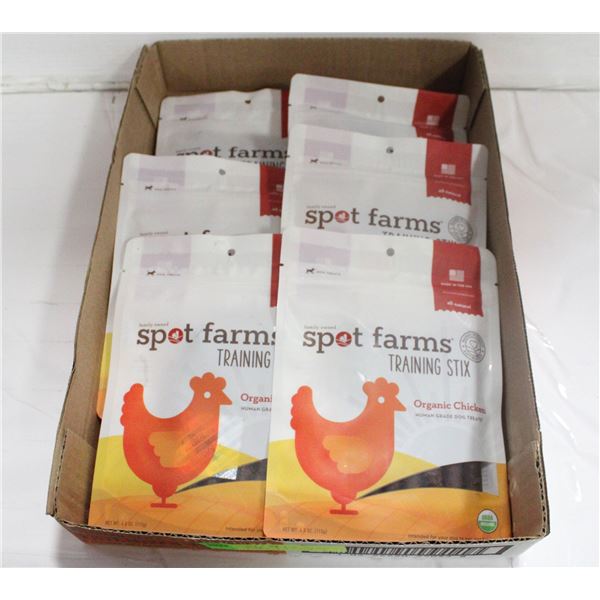 FLAT WITH 6 SEALED 4 OZ PKS SPOT FARMS TRAINING-