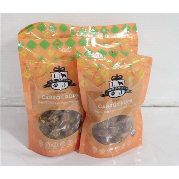 4 PACKS OF ORGANIC DOG TREATS CARRET POPS