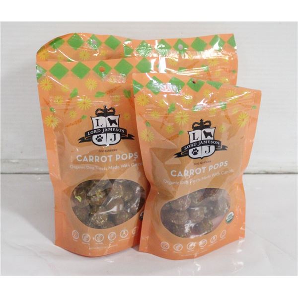 4 PACKS OF ORGANIC DOG TREATS CARRET POPS