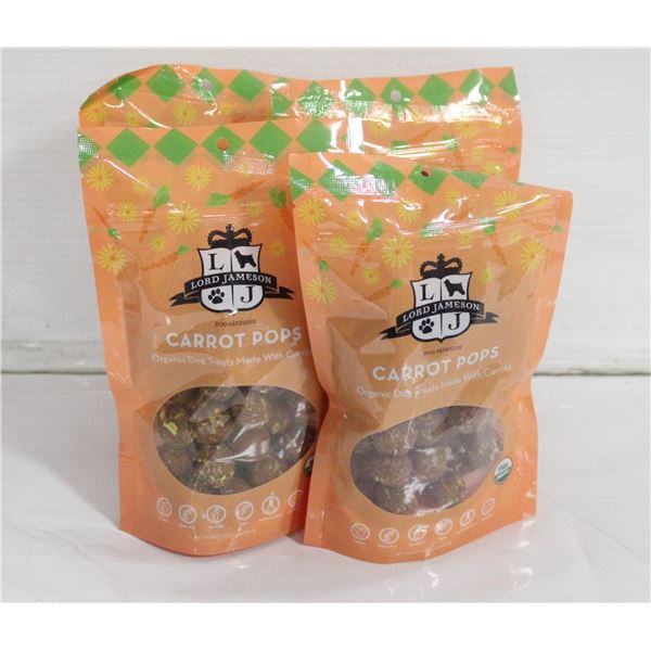 4 PACKS OF ORGANIC DOG TREATS CARRET POPS