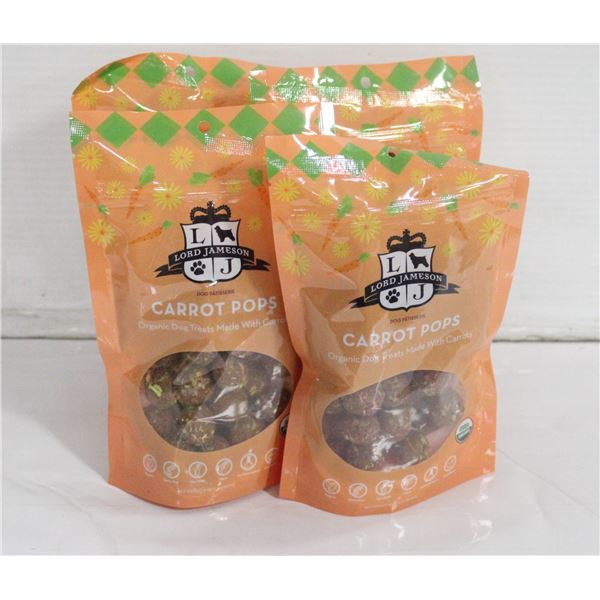 4 PACKS OF ORGANIC DOG TREATS CARRET POPS