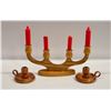 Image 1 : VINTAGE NATURAL WOOD CANDLE HOLDERS