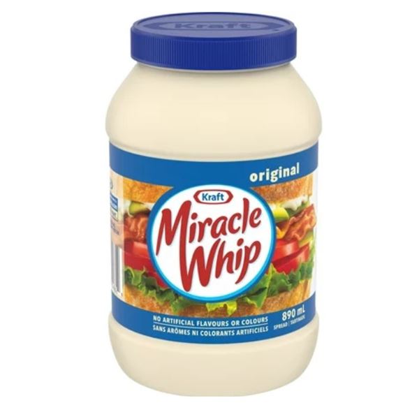 NEW CASE OF 12 KRAFT MIRACLE WHIP 890ML PER JAR