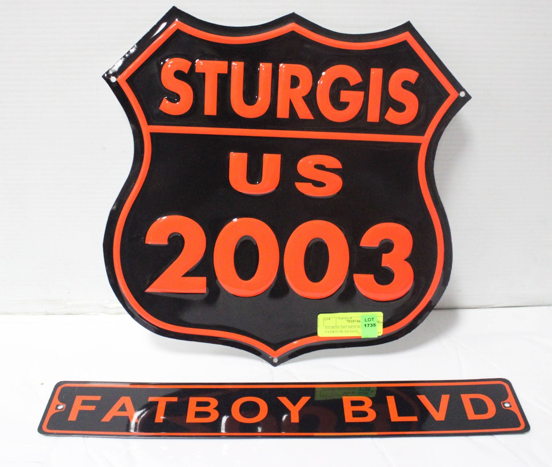 STURGIS 2003 SIGN SOLD WITH FATBOY BLVD SIGN