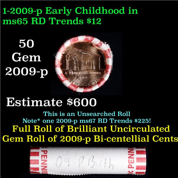 Shotgun Lincoln 1c roll, 2009-p Birth 50 pcs Bank Wrapper.