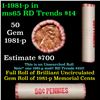 Image 1 : Shotgun Lincoln 1c roll, 1981-p 50 pcs Pennies Wrapper.