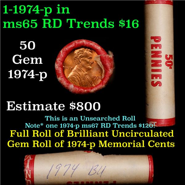 Shotgun Lincoln 1c roll, 1974-p 50 pcs Vintage Wrapper.