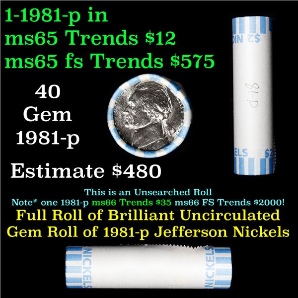 Shotgun Jefferson 5c roll, 1981-p 40 pcs Bank Wrapper