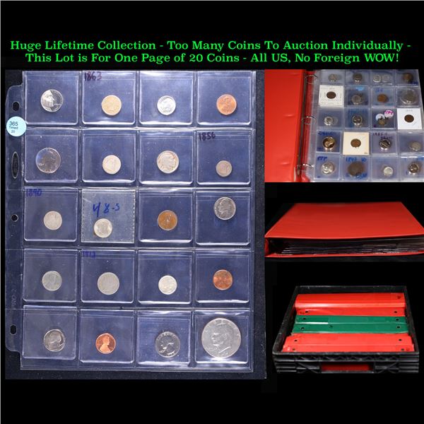 Huge Liifetime Collection - Too Many Coins To Auction Individually - This Lot is For One Page of 20 