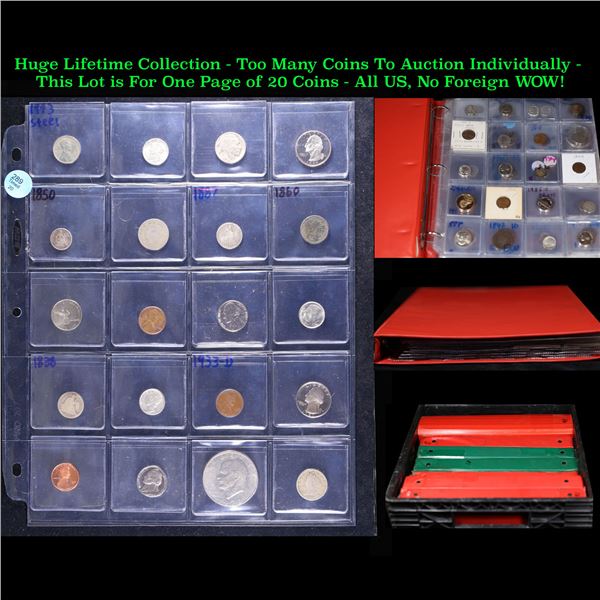 Huge Liifetime Collection - Too Many Coins To Auction Individually - This Lot is For One Page of 20 