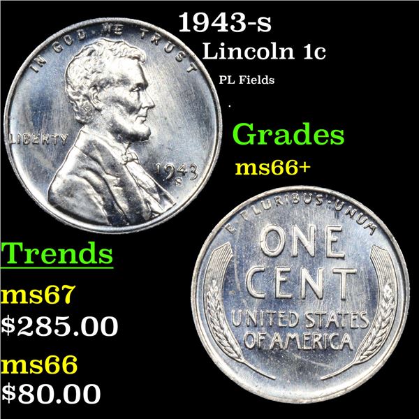 1943-s Lincoln Cent 1c Grades GEM++ Unc