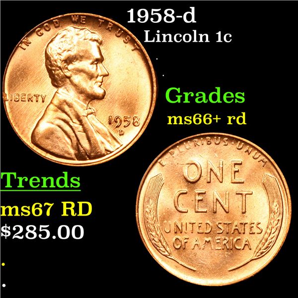1958-d Lincoln Cent 1c Grades GEM++ RD