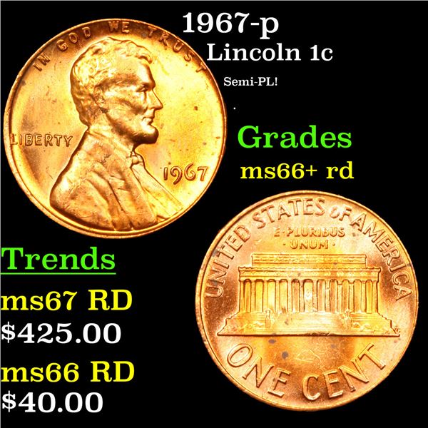 1967-p Lincoln Cent 1c Grades GEM++ RD