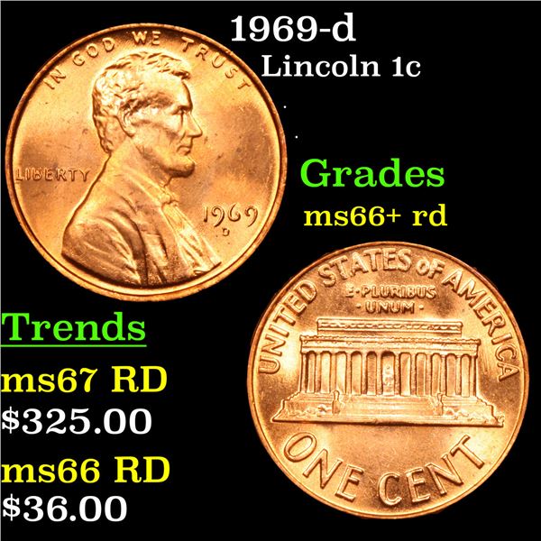 1969-d Lincoln Cent 1c Grades GEM++ RD