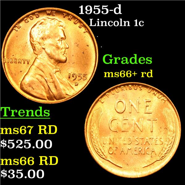 1955-d Lincoln Cent 1c Grades GEM++ RD