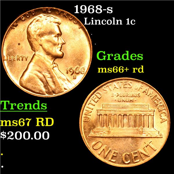 1968-s Lincoln Cent 1c Grades GEM++ RD