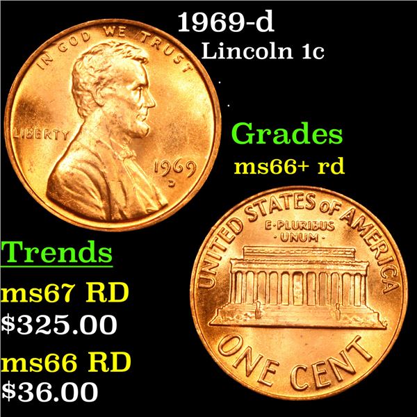 1969-d Lincoln Cent 1c Grades GEM++ RD
