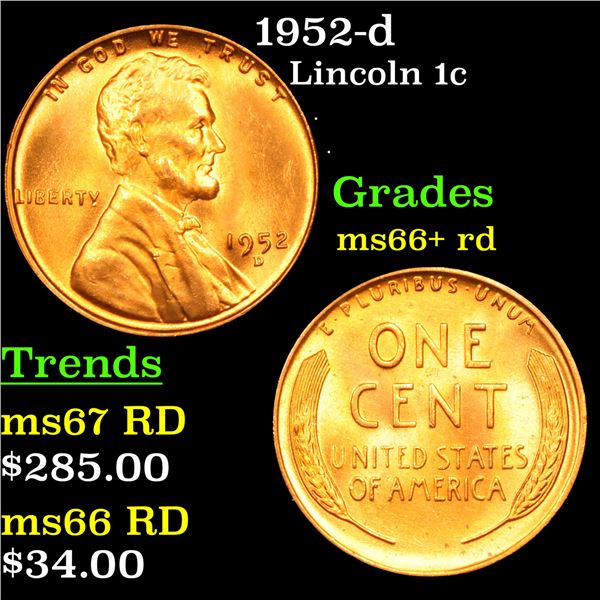 1952-d Lincoln Cent 1c Grades GEM++ RD